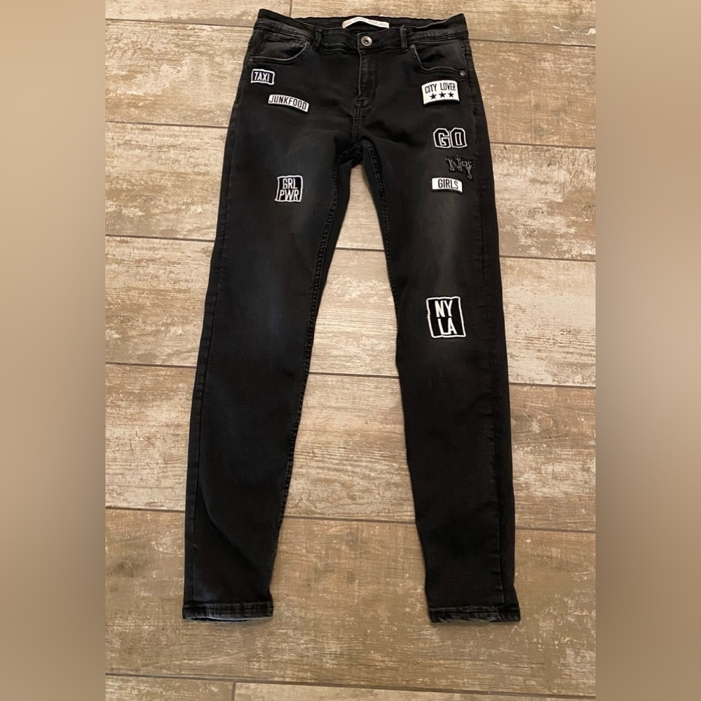 Bershka black jeans with patches